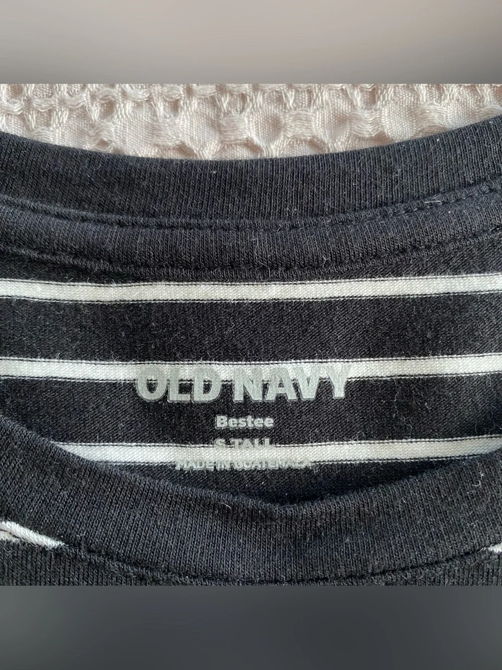 Old Navy Bestee Short Sleeve T Shirt Crop Black White Stripe Capaule Small Tall